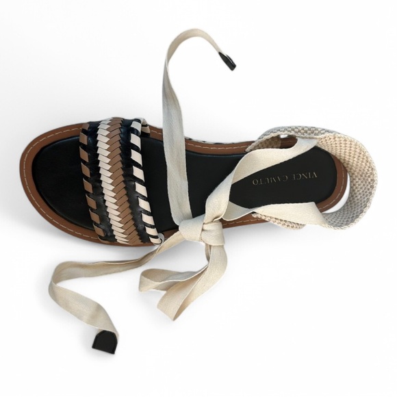 Vince Camuto CHESELLIS Whipstitch Woven Sandal Sz 8M Warm Vanilla and Brown - Picture 4 of 6